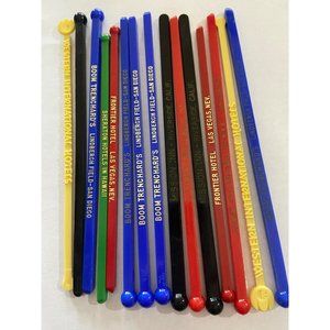 Vintage Various Hotel Swizzle Sticks Lot of 15 Assorted Colors‎